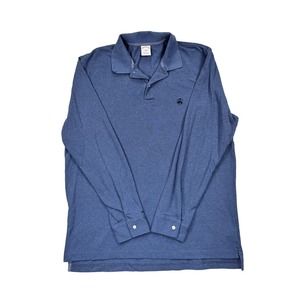 Brooks Brothers Long Sleeve Polo 100% Cotton Blue Large
